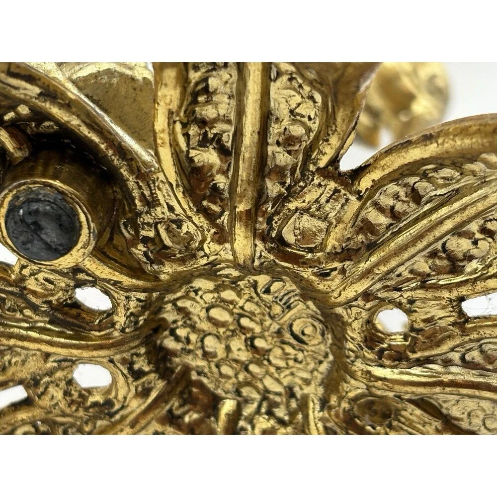 Vintage Dilly Brass Candlestick Holder Ornate Hollywood Regency Gold Tone Decor